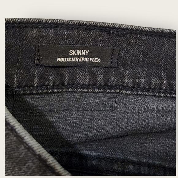 Hollister Jeans Men's 32x34 Skinny Epic Flex Charcoal Factory Distressed NWT - Picture 6 of 7